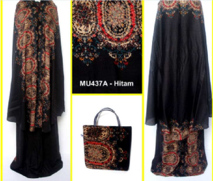 Mukena Bali Motif Batik Unik Size Semi Jumbo - MU437A Hitam