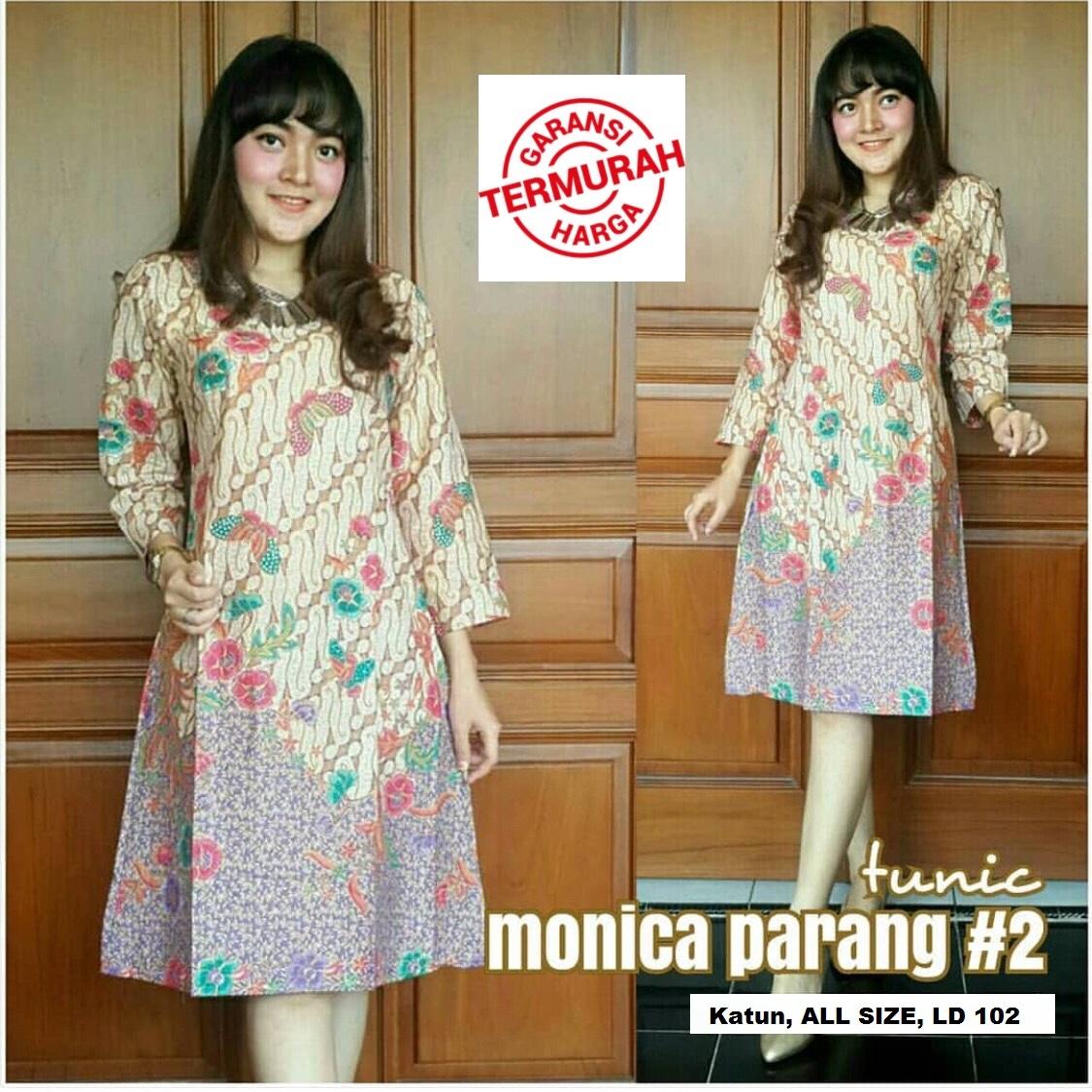 Atasan Dress Tunik Batik Wanita - Dress Wanita - Tunik Parang Soft Ungu