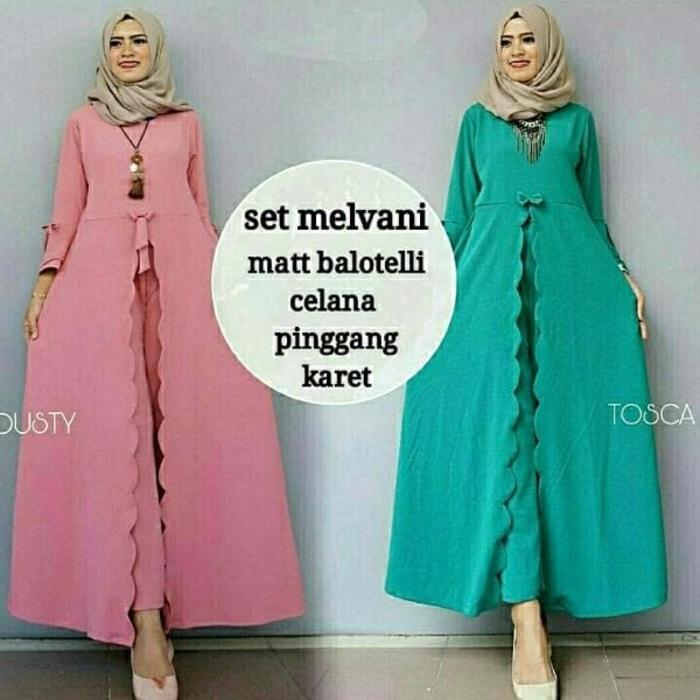 Promo!! tanah abang gamis Set Melvani Dusty Tosca