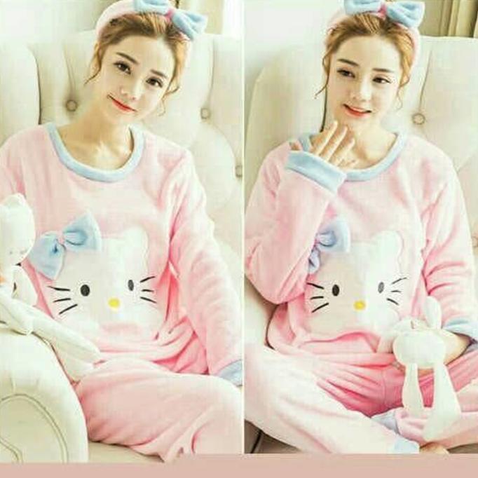 EXB1 BAJU TIDUR WANITA PIYAMA HELLO KITTY - SALE PROMO!!