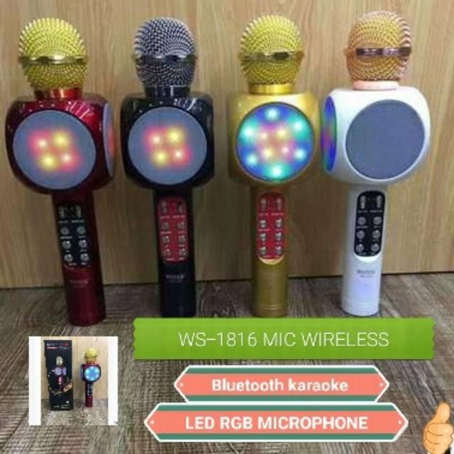 MIC WS1816 WIRELESS BLUETOOTH SMULE KARAOKE SPEAKER TERBARU WS 1618 smule mic (RANDOM)