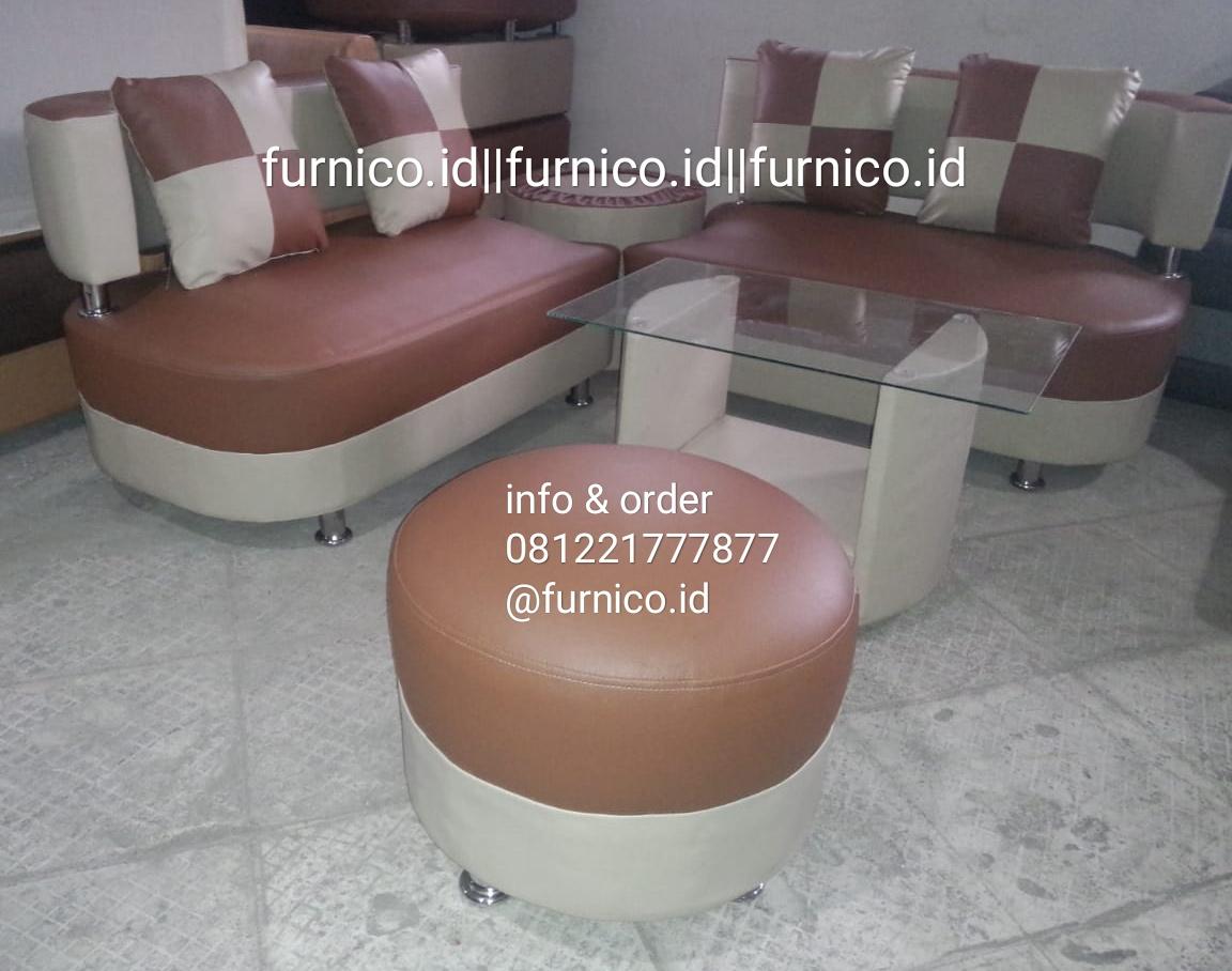 SOFA COKLAT CREAM MINIMALIS SUDUT PROMO LEBARAN FREE ONGKIR