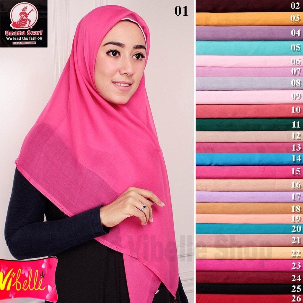 Hijab Jilbab Kerudung Segi empat Paris Umama Scarf - PUTIH Polos Vibelle Muslim Murah Wanita Tanah Abang