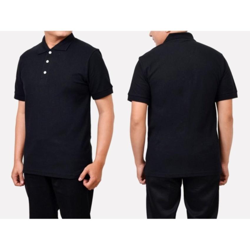 Azzalea - Polos Shirt Polos M L XL Lengan Pendek Kaos Kerah Pakaian Berkerah Atasan Pria Wanita Cewe Cowo Lacos Pique Lacost Fashion Simple Keren Simpel Formal Casual Korean Bagus Murah(Hitam)