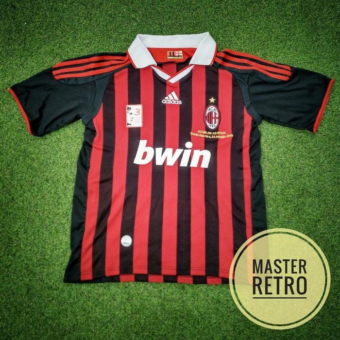 Jersey Bola Retro AC Milan Solo Perte + Patch Maldini - 7QBA7Z