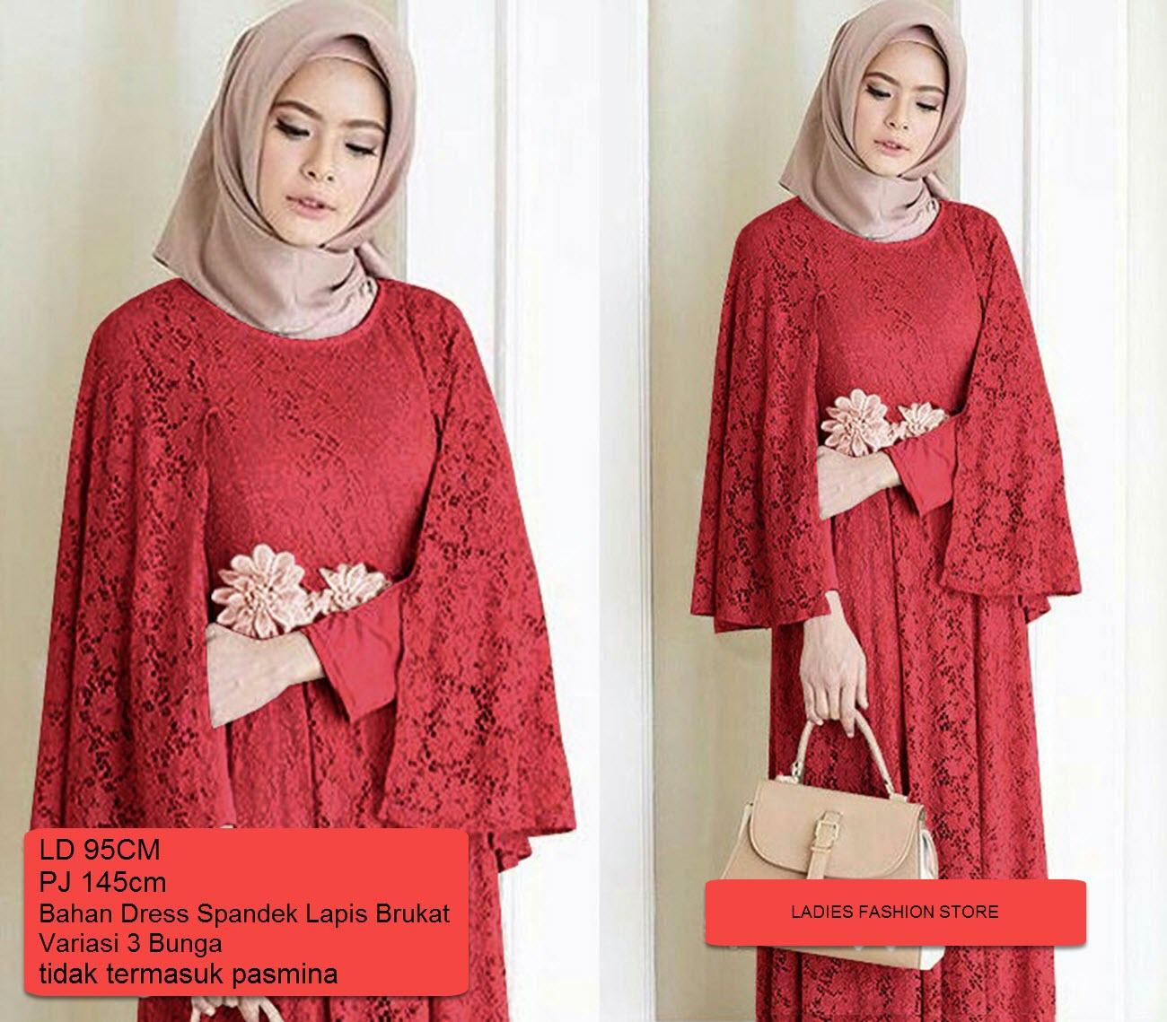 Gaun Gamis Panjang Wanita / Dress Muslimah Maxi Lengan Panjang / Gamis Lebaran / Gaun Pesta Terbaru / Terusan Gamis Panjang / Baju Gamis Muslim Wanita / Baju Gamis Murah Lebaran 2018 / Gamis Murah Bagus / Gamis Panjang Syari Syar'i (GiNARE) SS MARUN