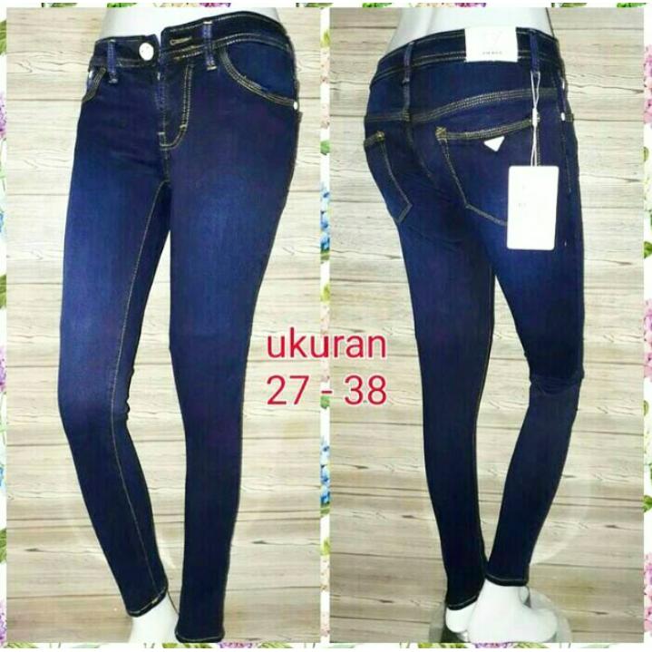 GAGA_SHOP - PROMO CELANA JEANS WANITA - CELANA SKINNY WANITA - SOFT JEANS WANITA - NAVY SPRAY