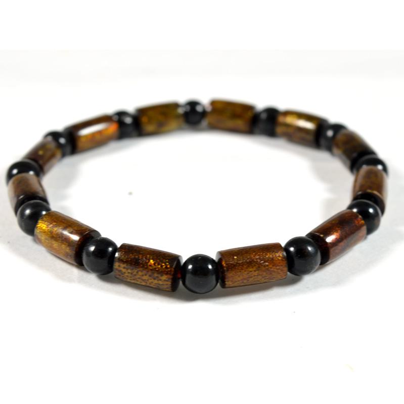 ICBEADS Gelang Tali arus (Black coral sea) bulat kombinasi silinder