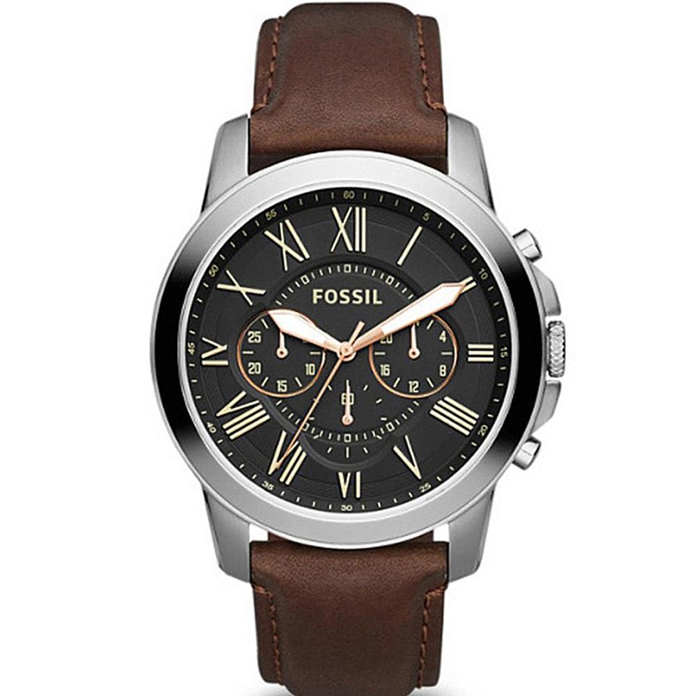 Fossil Grant Chronograph - Jam Tangan Pria - Coklat - Tali Kulit - FS4813