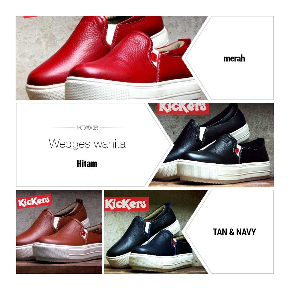 Kickers Flat Shoe Wedges Wanita Women Slip On Olahraga Slop Santai Kerja Casual Sneakers Nike Adidas