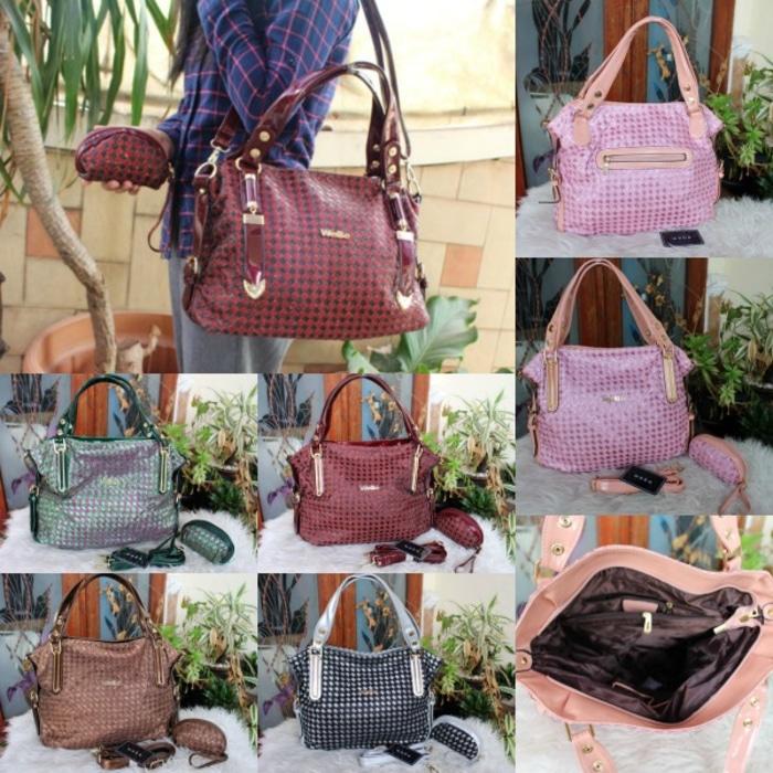 TAS WEBE RING PANJANG PLAT SET DOMPET PINK | TAS WANITA - Ve6ABL