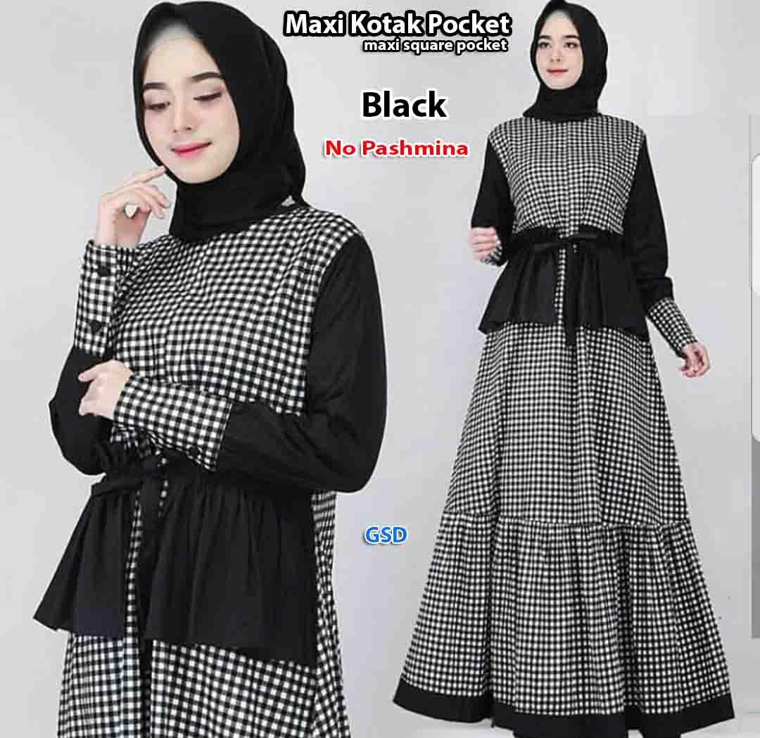 wow keren - busana muslim / gamis muslim / maxi muslim / dress fashion /baju wanita  / maxi aquare pocket