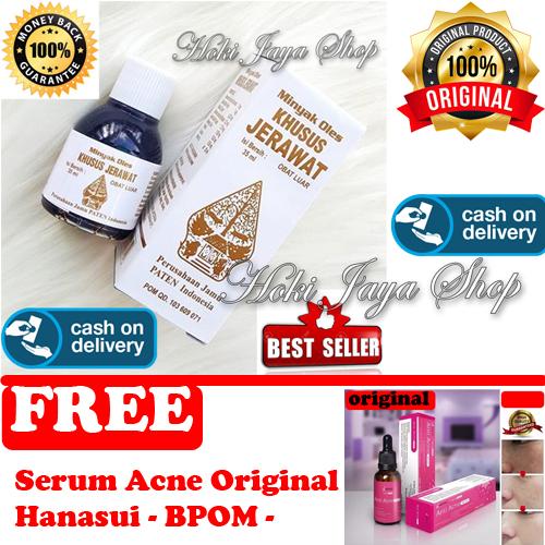 HOKI COD - obat jerawat - Minyak Oles Wayang Khusus Jerawat - 35 ml + Gratis Serum Anti Acne Hanasui Original BPOM 100% - 1 Botol
