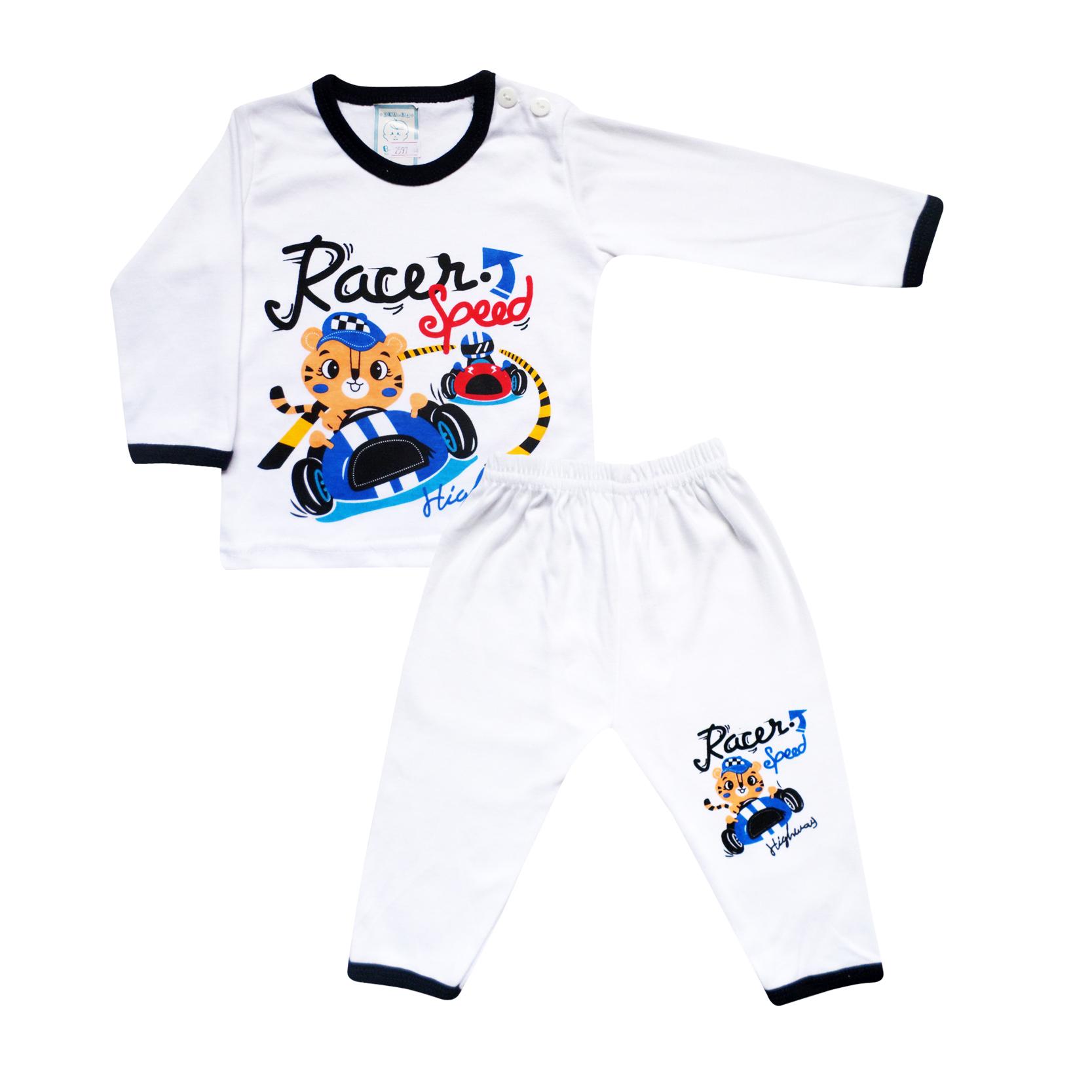 SKABe Baby Putih Baju Tidur Anak Bayi Laki Tangan Panjang Setelan Kaos 2597