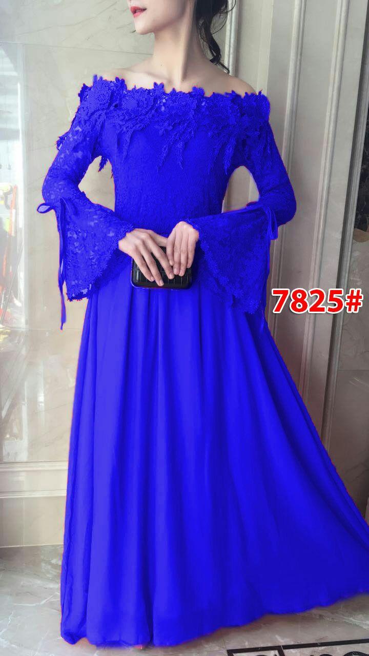 7825a# gaun pesta import / gaun panjang /maxi dress fashion / maxi sabrina brokat / maxi dress fashion import