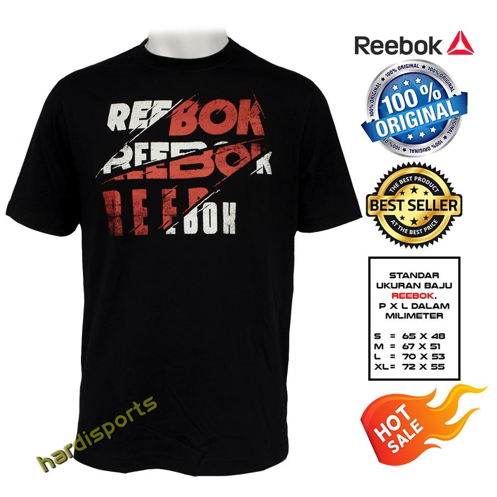 Kaos Pria T-Shirt Reebok 3 Words Men Tee MGCH633A - Black (Cotton)