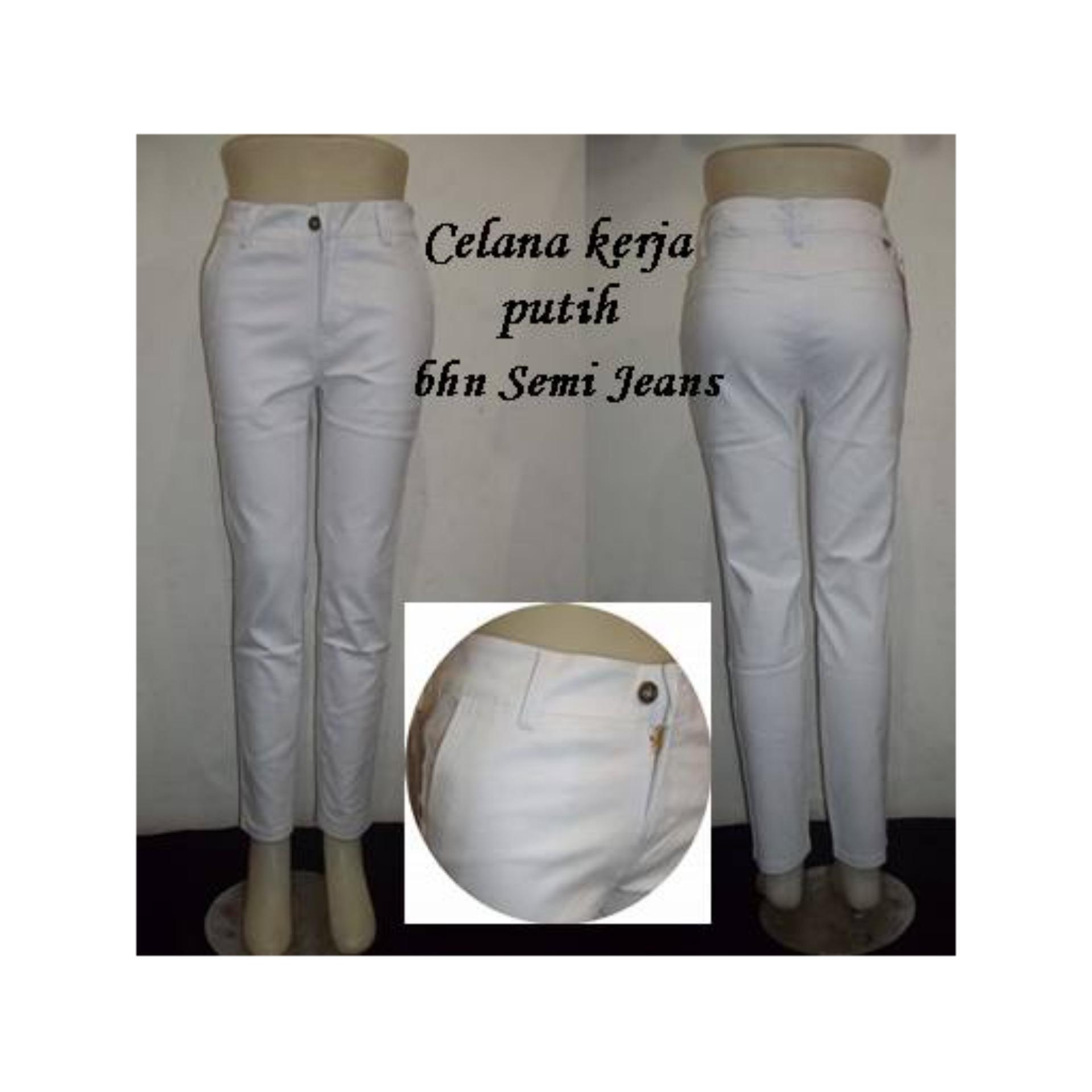Celana Panjang Putih Bahan Semi Jeans M-L-Xl-Xxl-Xxxl