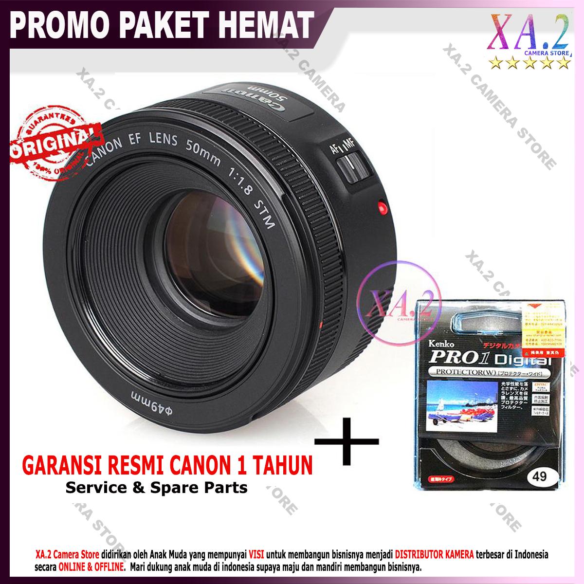 LENSA FIX CANON 50MM F1.8 STM ( PAKET UV 49MM ) GARANSI 1 TAHUN