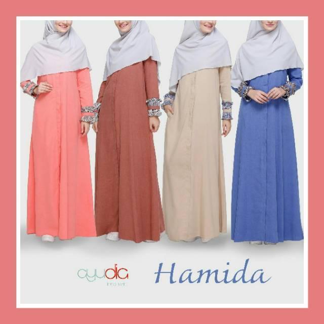 Hamida Dress Ayudia Indonesia Gamis Syari Murah Cantik Elegan Kondangan Coral XS S M L XL