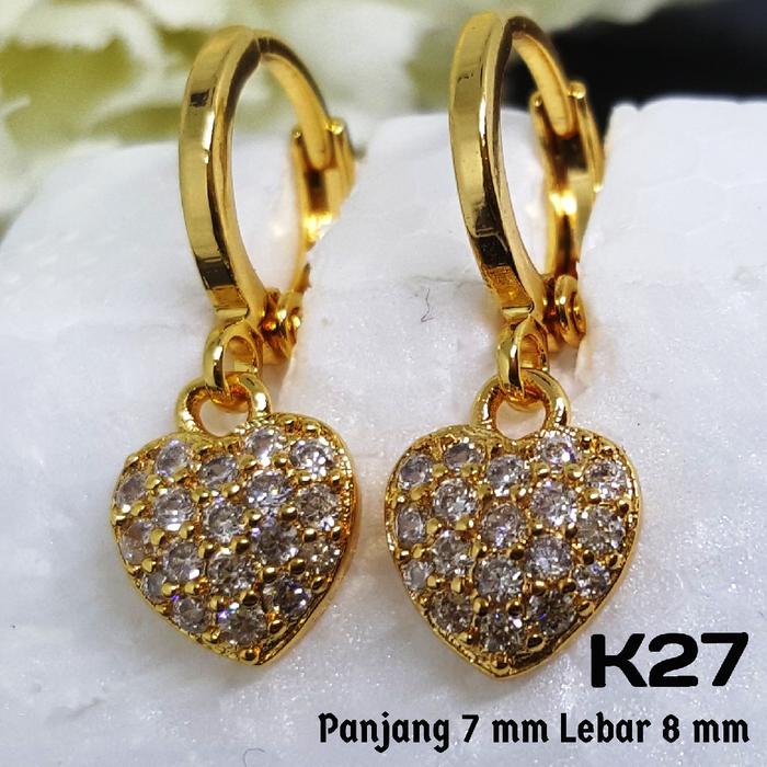 K27 Anting Anak Love Berlian (Set Perhiasan Imitasi Xuping Lapis Emas)