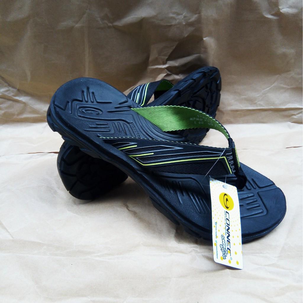 Sandal Japit Premium CONNEC Street Black Lime Sendal Jepit Casual Gunung