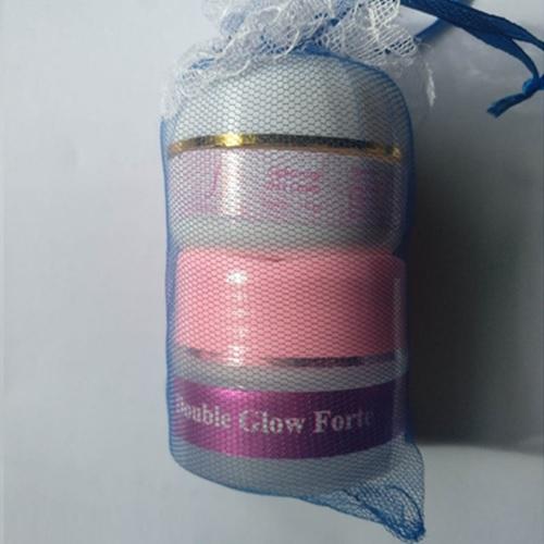 Paket 2pcs Super Glowing Night Cream Double Glow Forte dan Snow White Cream (padat) Sunblok Whitening Foundation