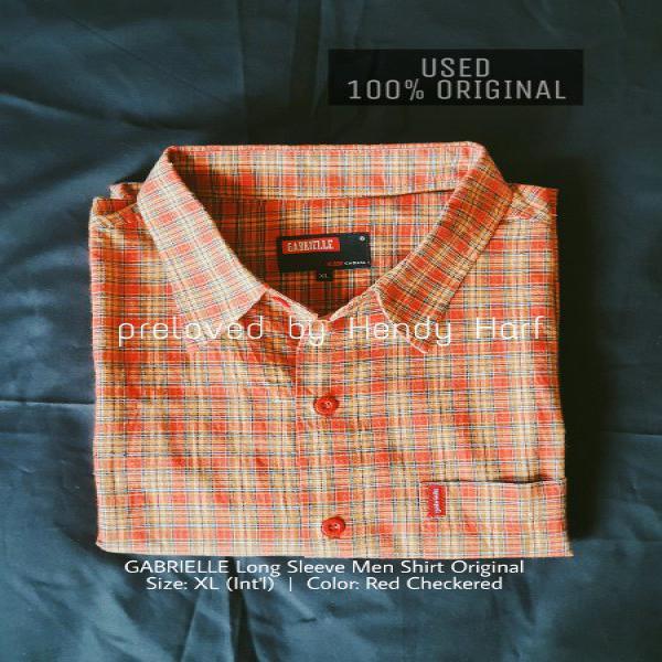 Kemeja Kotak Kotak Gabrielle Lengan Panjang Pria Original Men Shirt Long Sleeve Bekas Used Second Merah Red