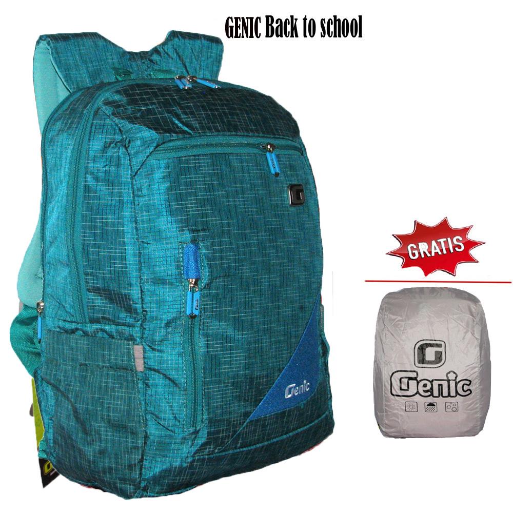 Tas Anak Sekolah Ransel Genic Unisex Urban Style Back To School dengan Raincover - Hijau Tosca