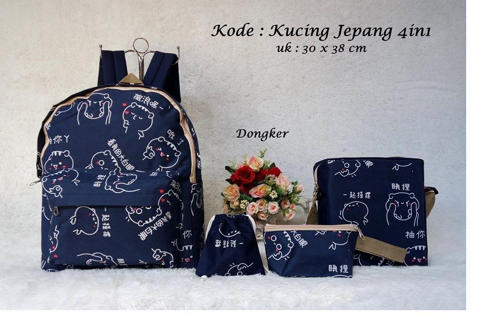 Tas Ransel Wanita 4in1 Tas Wanita Motif Karakter Kartun Jepang - Toko Warna Warni