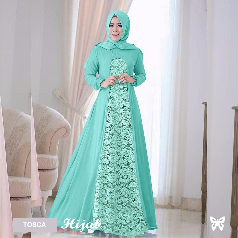 Flavia Store Maxi Dress Lengan Panjang Set 2 in 1 FS0107 - TOSCA / Gamis Syari / Gaun Pesta Muslimah / Baju Muslim Wanita Syar'i / Hijab Jilbab Pashmina / Srrayta