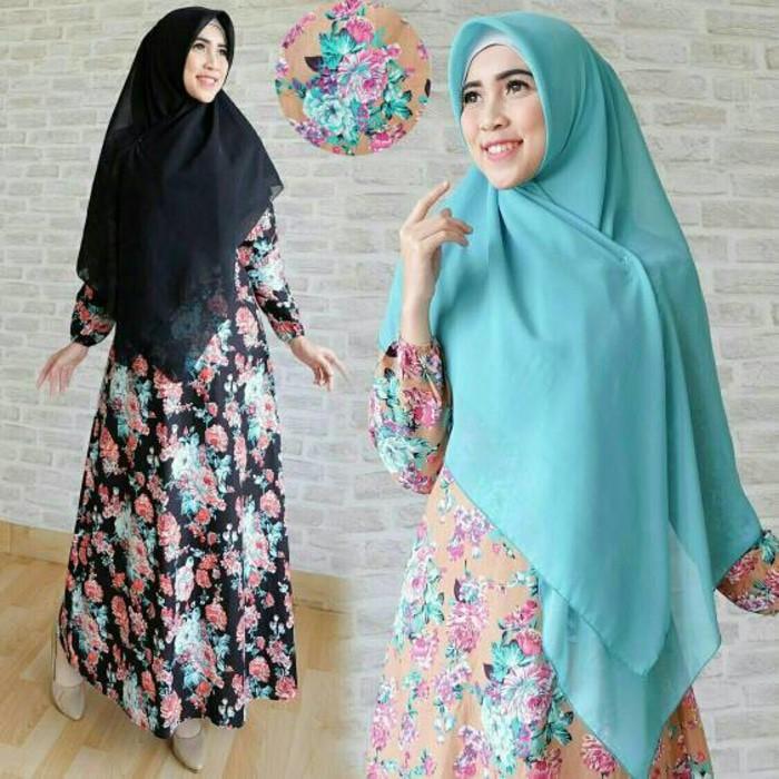 (JNH Shop) Hijab Zamira Flower Busana Muslim Gamis Baju Lebaran Zahira Hijab