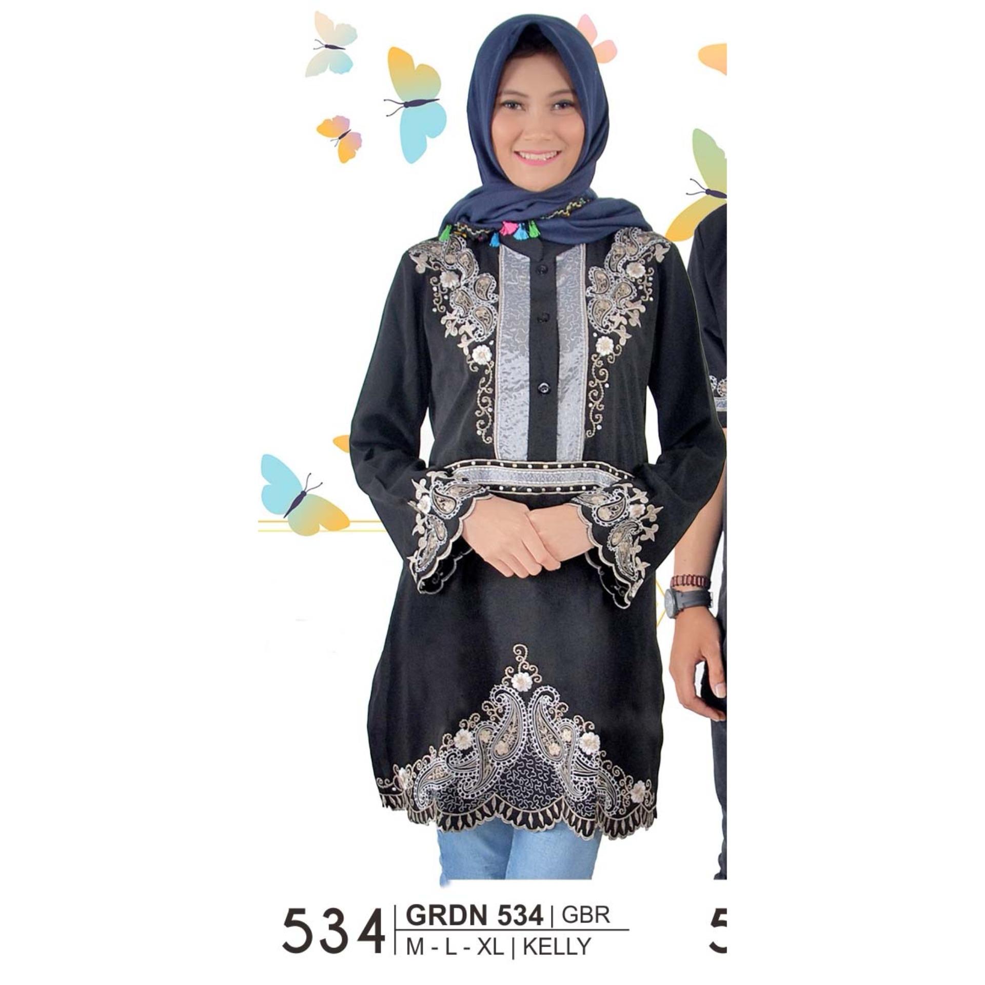 GIARDINO GRDN 534 FASHION DEWASA BAJU MUSLIM WANITA - bahan KELLY - SERASI DAN MODIS (HITAM)