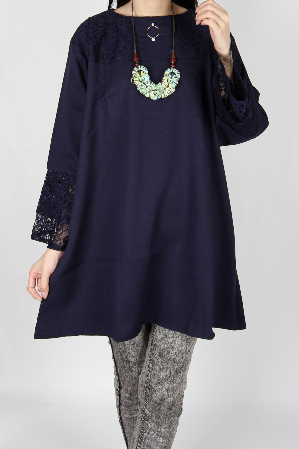 Maliju Blouse Polos Jumbo Bigsize Brokat Katun Almond - A2956