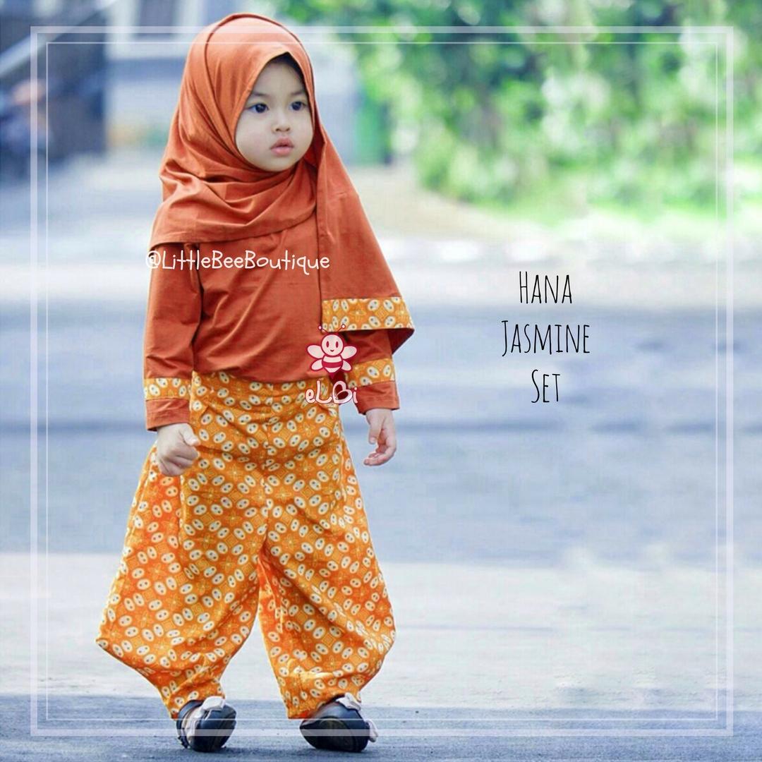 Elbi Hana Jasmine Set / Baju Bayi / Baju Bayi Perempuan / Baju Anak Muslimah / Celana Jasmine / Addina Store