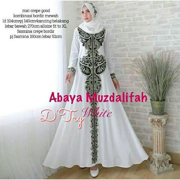 Terlaris Fashion Muslim ABAYA Putih / GAMIS SINGAPORE SWAROSKI KAIN SAUDI JETBLACK Terbaru Termurah