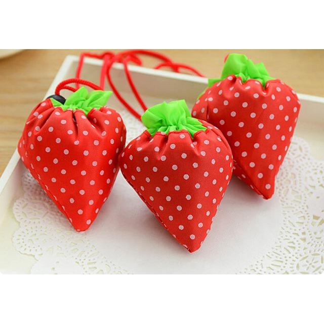 Serba Grosir Murah Tas Lipat Motif Strawberry Untuk Berbelanja 1 Set isi 3