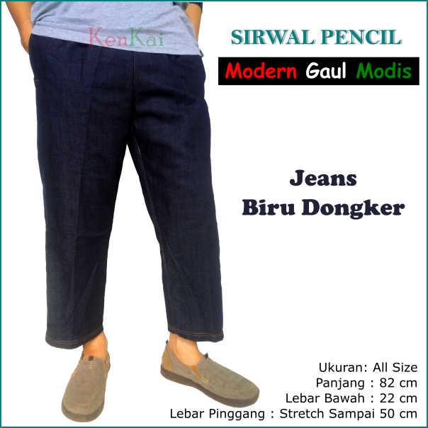 CELANA SIRWAL JEANS MODIS, KEREN, GAUL, MURAH, CELANA CINGKRANG PRIA - JEANS BIRU DONGKER GELAP