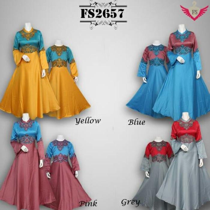 gamis syari FS2657 busana muslim couple ibu dan anak baju india dress