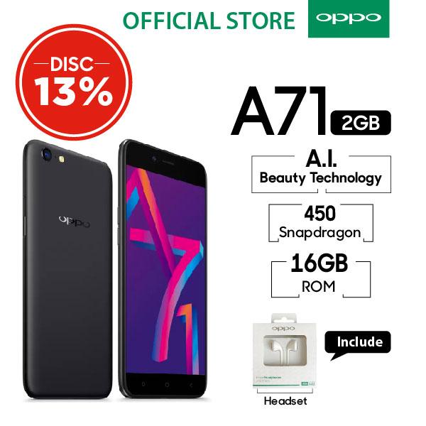 OPPO A71 Smartphone 13MP Autofocus Camera 2GB/16GB Black - (Cicilan TANPA Kartu Kredit, Metode COD, Cicilan 0%)