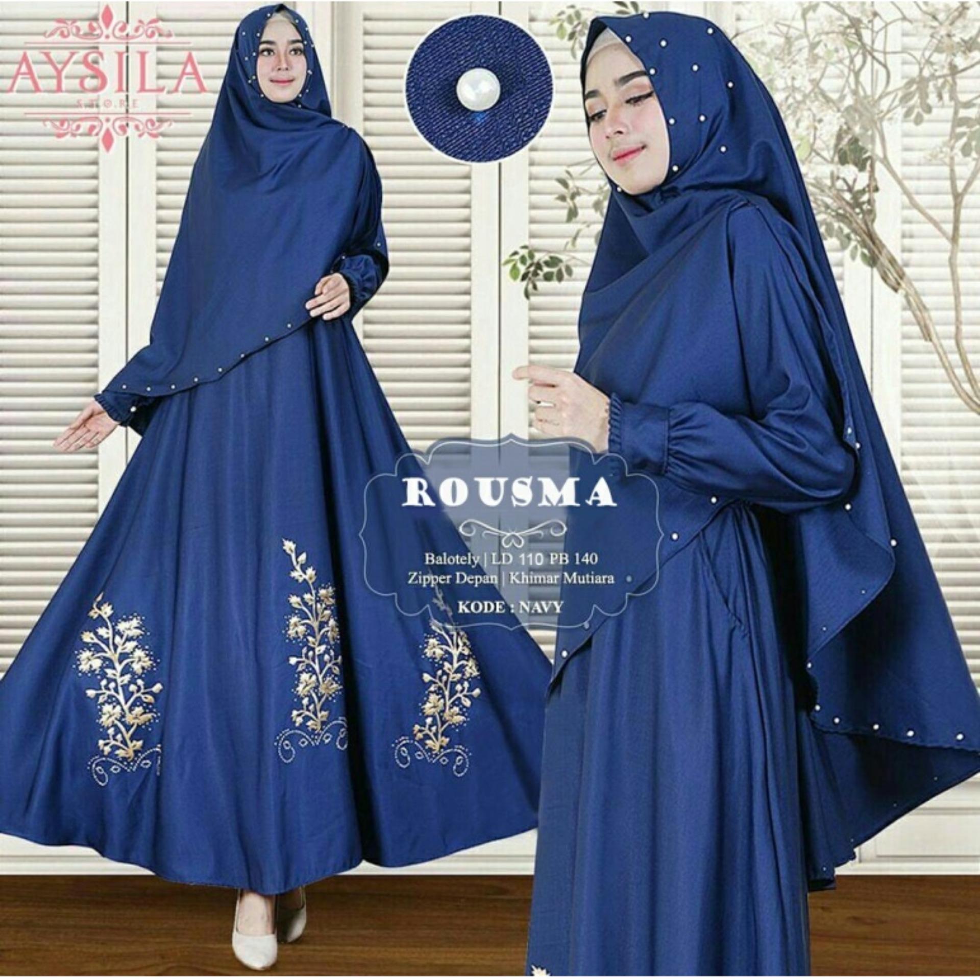 ROUSMA GAMIS DRESS SYARII MUSLIM MAXI 1 SET BERGO GROSIR TANAH ABANG