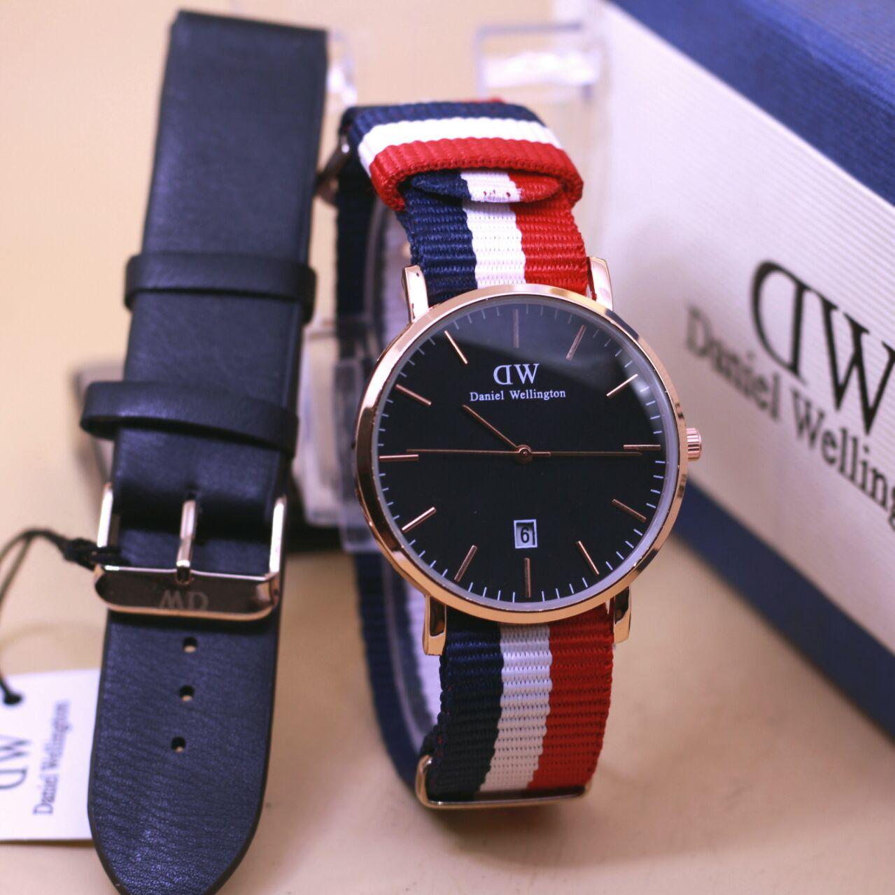 Jam Tangan DW Rainbow - Limited Edition Elegant Series-Pria Wanita Formal Kasual Terbaru-Women Men Luxury Watch-Leather Strap-Kulit Kanvas Army Kekinian Sporty Fashionable Bonus Zippo Premium Beam Korek Free Trend 2018 - Free Jam DW Kanvas/Kulit Premium