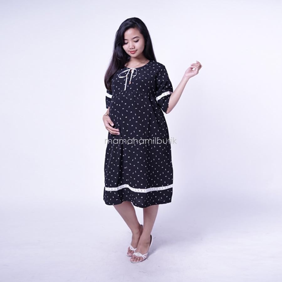 Ning Ayu Dress Hamil Cantik Renda Pita Modis Best seller - DRO 904 / Baju Menyusui Lengan Panjang / Baju Atasan Menyusui / Baju Menyusui Muslimah / Baju Muslim Wanita untuk Ibu Menyusui/ Baju Hamil Untuk Kerja / Baju Hamil Untuk Kerja Modis