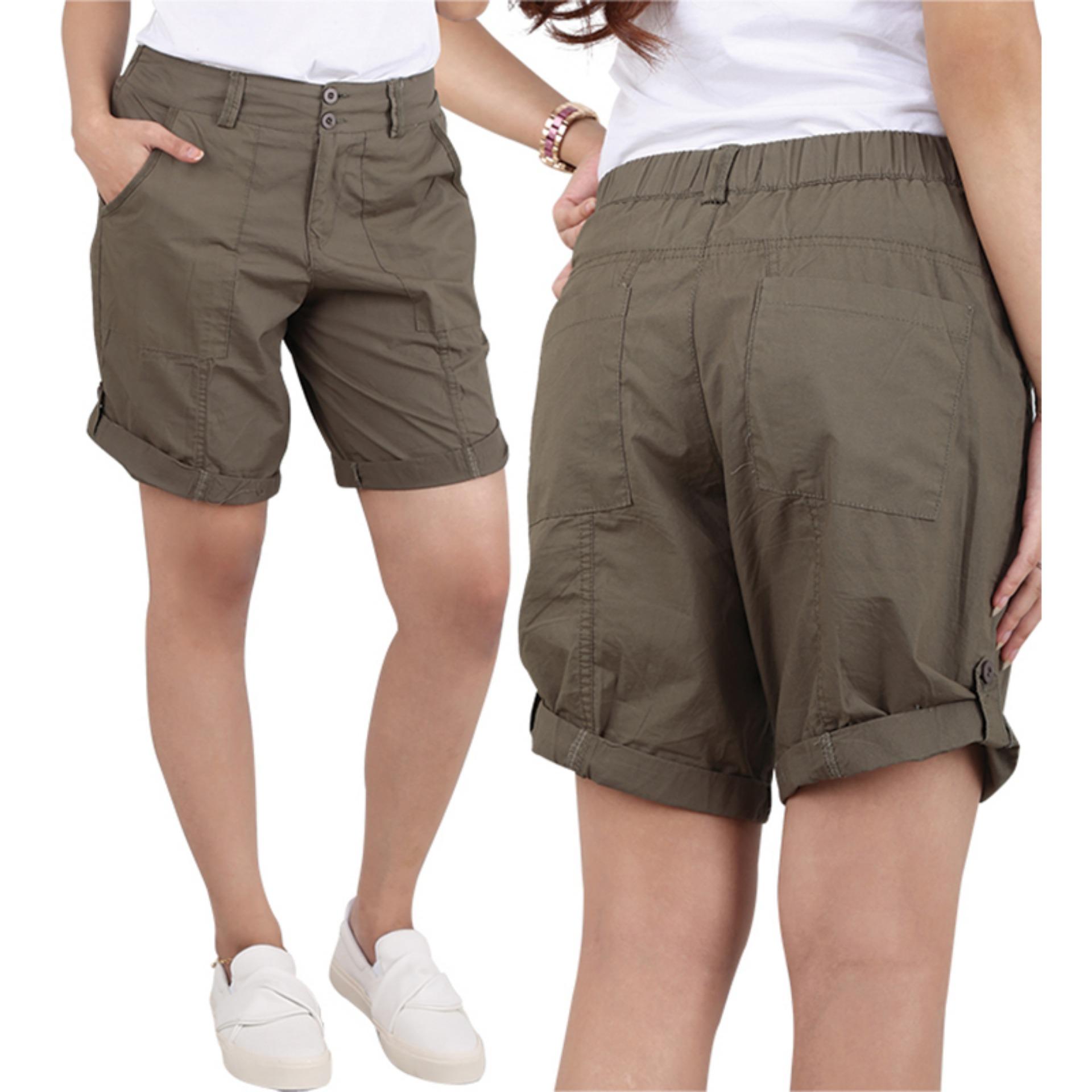Celana Pendek Casual Wanita Bahan Catton Cream