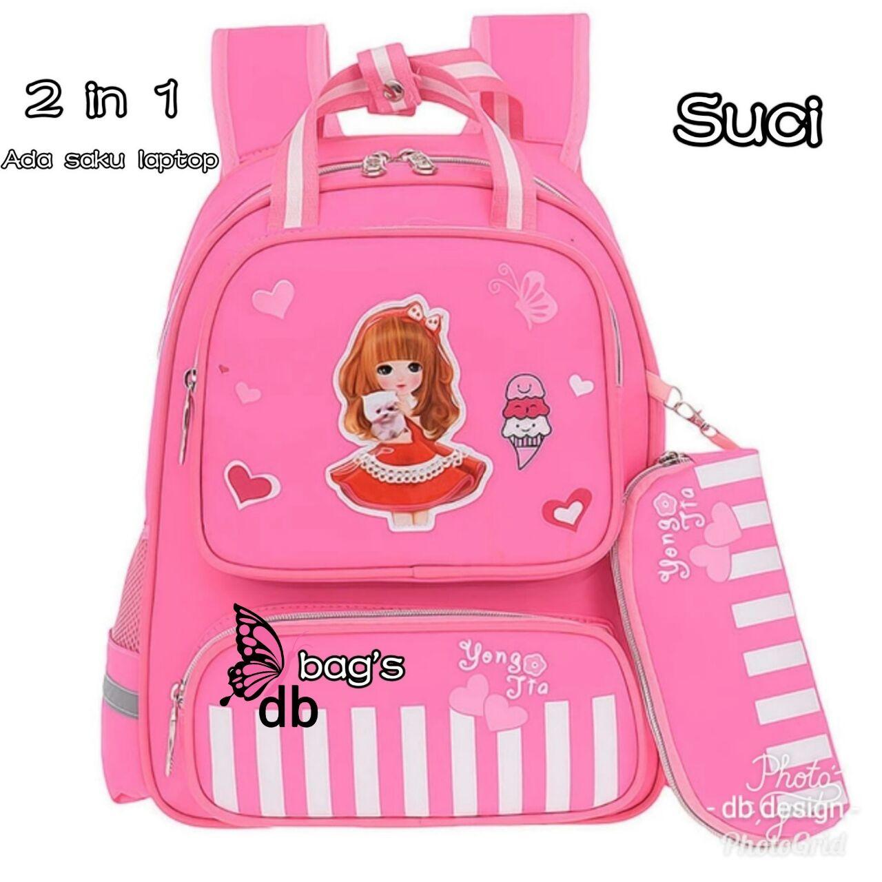 MZ Ransel Anak-Tas Ransel Motif Polka SUCI-Tas Set 2 IN 1-Tas Beranak