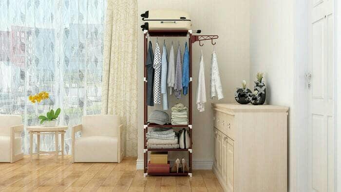 Lemari Rak Baju Pakaian Serbaguna Dengan Gantungan Stand Hanger Cloth @ 3 pintu anak bayi kayu jati minimalis plastik gantung murah portable sliding