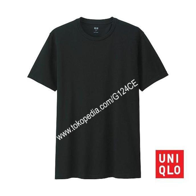 KAOS PRIA UNIQLO MEN SUPIMA COTTON CREW NECK 180450 HITAM BLACK - RABSED