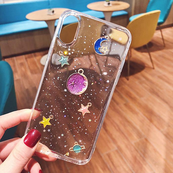 Planet Selubung Ponsel 7plus8p/Iphone8 Transparan Bulan Bungkus Penuh Silikon Lunak