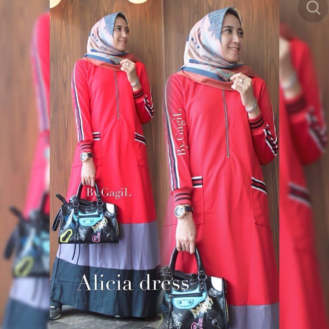 Baju Original ER ALICIA Maxi Dress Muslim Modern Panjang Hijab Fashion Wanita Gamis Termurah 2018