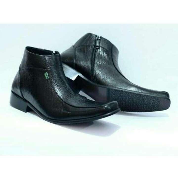 sepatu pantofel PDH Tinggi kulit asli formal pria kickers kerja kantoran rapat dinas resmi resleting Hitam