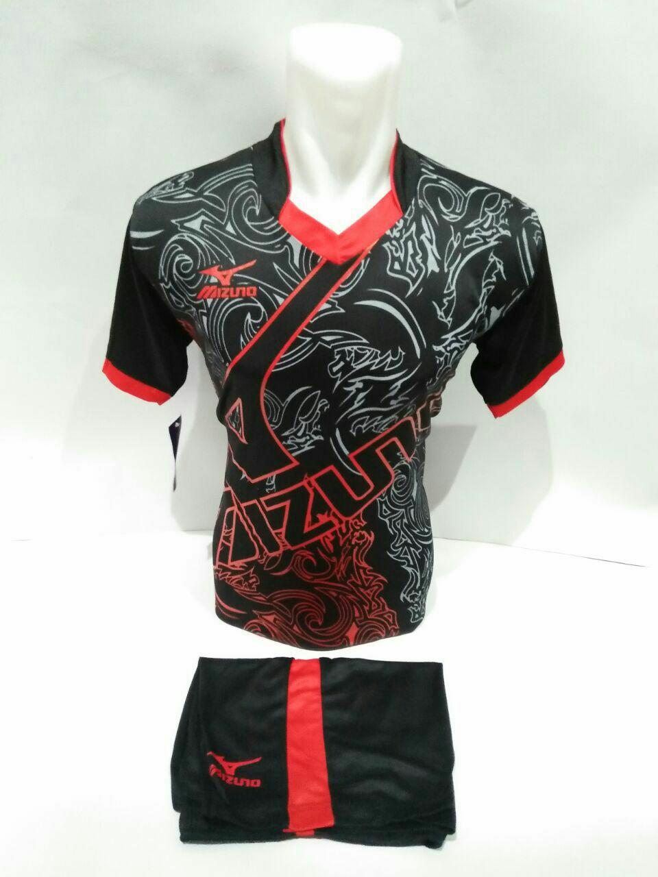 Baju Kaos Olahraga Jersey Setelan Bola Futsal Voli Mz 16 Hitam Merah
